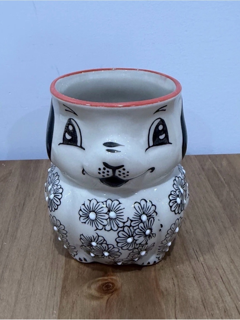 Yokohama Studio Hand Painted DOG Mug Cup 3D Embossed Ceramic Pottery
